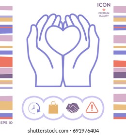 Hands holding heart - protection icon