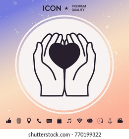 Hands holding heart - protection icon