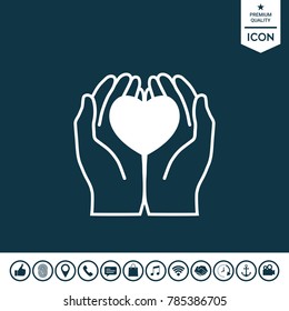 Hands holding heart - protection icon