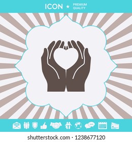 Hands holding heart - protection symbol. Graphic elements for your design
