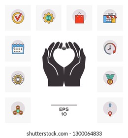 Hands holding heart - protection symbol. Graphic elements for your design
