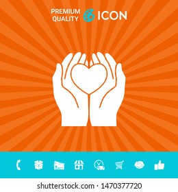 Hands holding heart - protection symbol. Graphic elements for your design