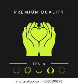 Hands holding heart - protection symbol. Graphic elements for your design