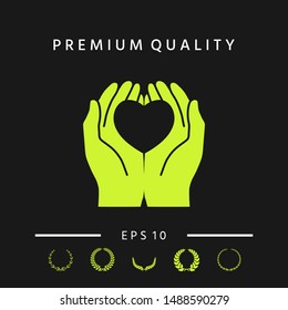 Hands holding heart - protection symbol. Graphic elements for your design