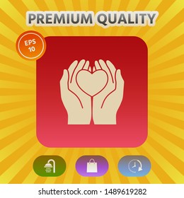 Hands holding heart - protection symbol. Graphic elements for your design
