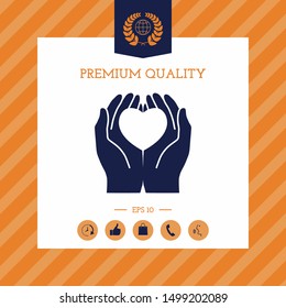 Hands holding heart - protection symbol. Graphic elements for your design