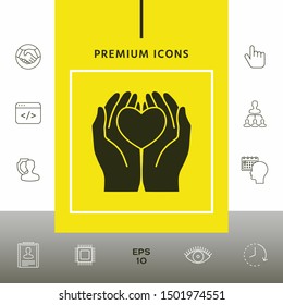 Hands holding heart - protection symbol. Graphic elements for your design