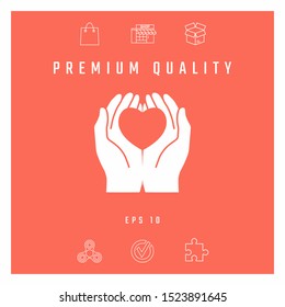 Hands holding heart - protection symbol. Graphic elements for your design