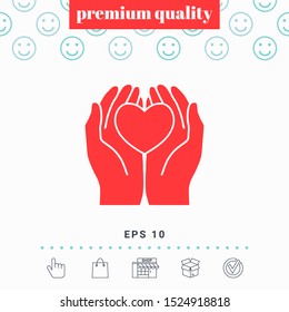 Hands holding heart - protection symbol. Graphic elements for your design