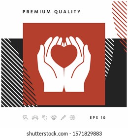 Hands holding heart - protection symbol. Graphic elements for your design