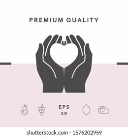 Hands holding heart - protection symbol. Graphic elements for your design