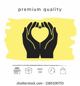 Hands holding heart - protection symbol. Graphic elements for your design