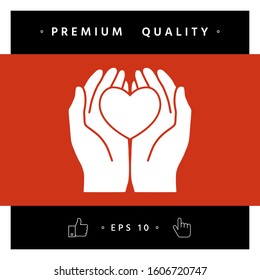 Hands holding heart - protection symbol. Graphic elements for your design