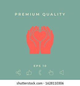 Hands holding heart - protection symbol. Graphic elements for your design