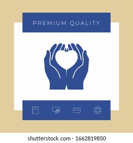Hands holding heart - protection symbol. Graphic elements for your design