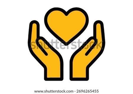Hands holding a heart: a simple illustration of love and support.
