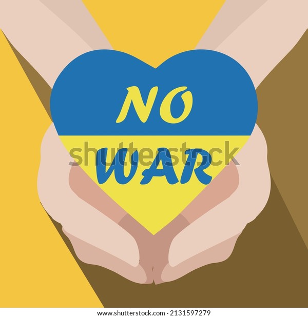 Hands holding heart - Stop war in Ukraine flat\
illustration. Concept of Praying, mourning, humanity. No war.\
Crisis in Ukraine concept.\
