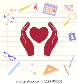 Hands holding heart symbol