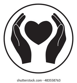 Hands holding heart symbol