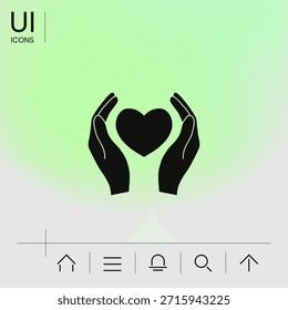 Manos sosteniendo el símbolo del corazón. Elementos para su diseño
