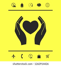 Hands holding heart symbol. Graphic elements for your design