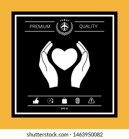 Hands holding heart symbol. Graphic elements for your design