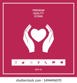 Hands holding heart symbol. Graphic elements for your design