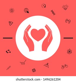 Hands holding heart symbol. Graphic elements for your design