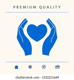 Hands holding heart symbol. Graphic elements for your design