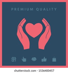 Hands holding heart symbol. Graphic elements for your design