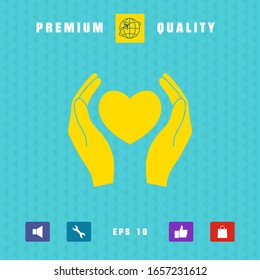 Hands holding heart symbol. Graphic elements for your design