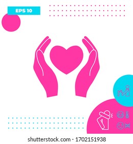 Hands holding heart symbol. Graphic elements for your design