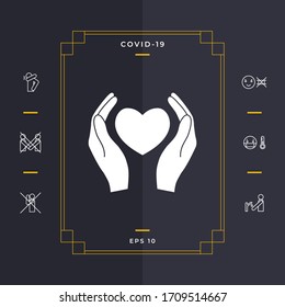 Hands holding heart symbol. Graphic elements for your design