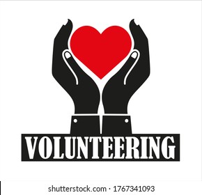 Hands holding a heart, symbol of peace, help,  charity and volunteering.Vector illustration.