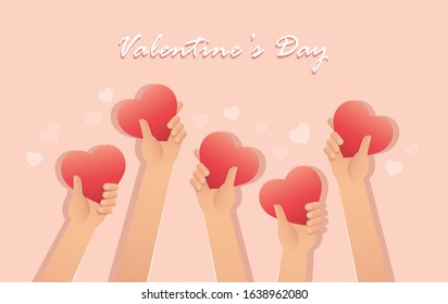 hands holding heart , Valentine background vector illustration EPS10