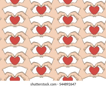 Hands holding heart vector