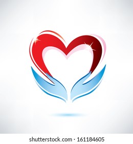 Hands Holding A Heart, Vector Icon, Love Sharing Concept