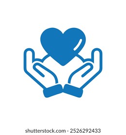 Hands Holding Heart Vector Icon, Charity icon, Hands with heart icon