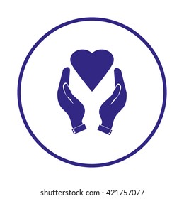 hands holding heart. heart in hands. Vector icon.