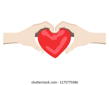 hands holding the heart, vector illustration