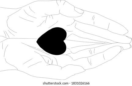 Hands holding heart vector illustration