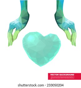 Hands holding heart. Vector Illustration.