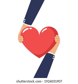 Hands holding hearts, Hands connected together with heart concept.