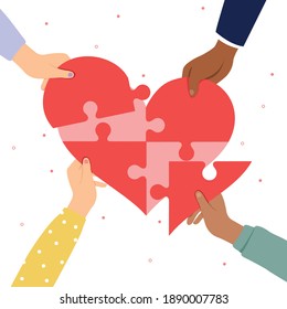 Manos sosteniendo corazones, Dale y comparte tu amor a la gente, ilustración vectorial