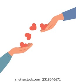 Hands holding hearts, Giving love to people,Banner of help and support community.