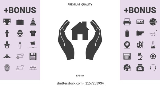 Hands holding home - graphic elements for your design
