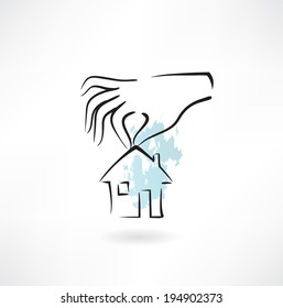 Hands holding a house icon