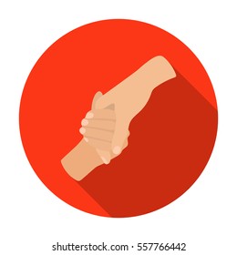Hands holding icon in flat style isolated on white background. Charity and donation symbol stock vector illustration.