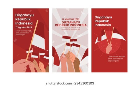 hands holding indonesia flag independence day social media story