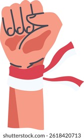 Hands Holding Indonesian Flag Illustration. National Independence Day Indonesia Celebration. Isolated Vector Graphic